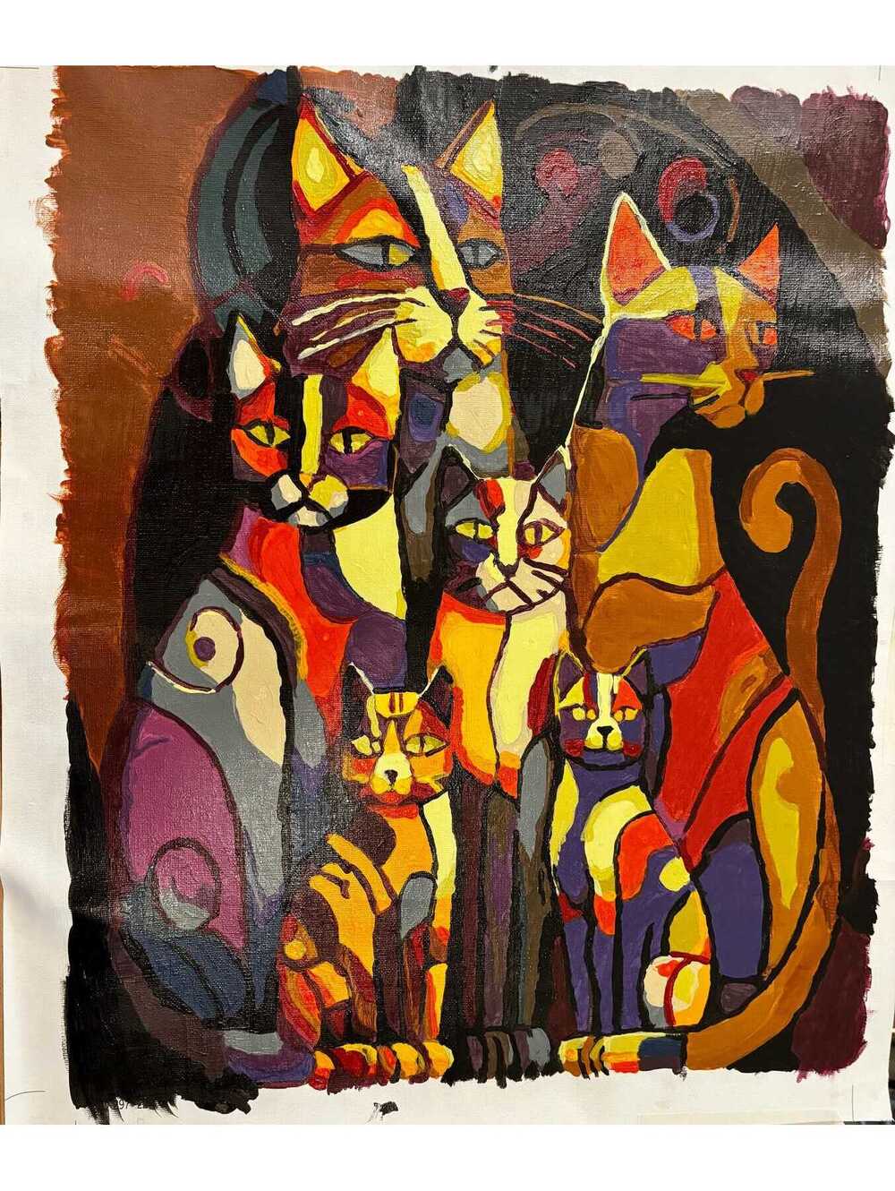 We Are Family completed paint by numbers colorful wall decor